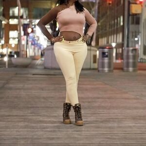 Stylish Beige Crop Top Jumpsuit